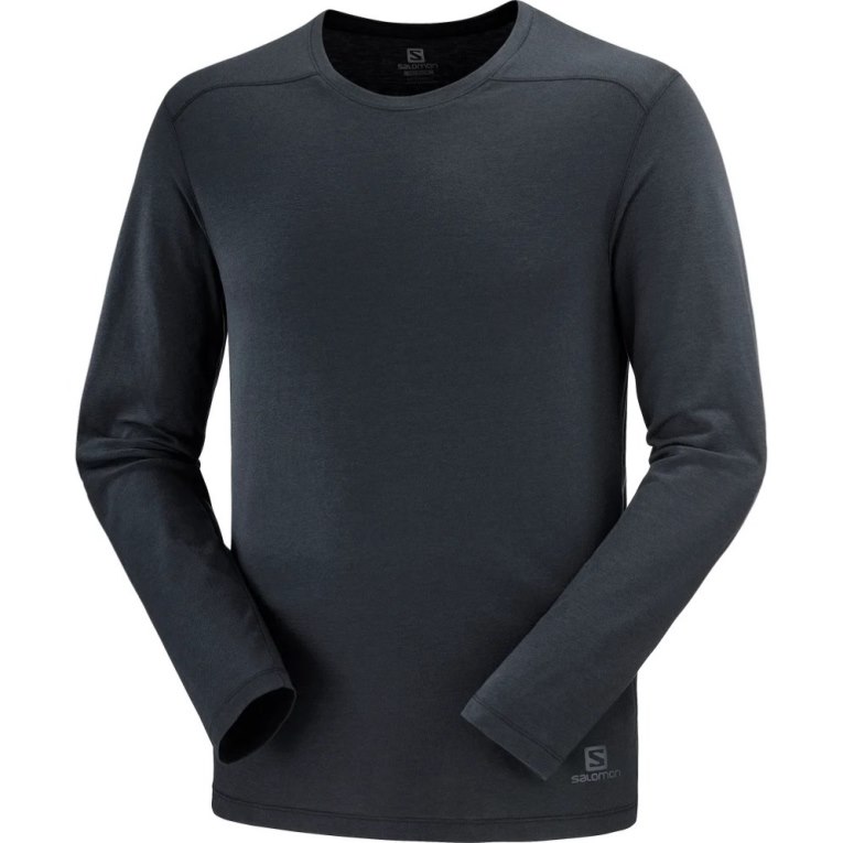 Camiseta Salomon Essential Long Sleeve Masculino Pretas | PT X84217